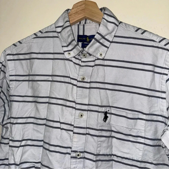 Men’s Ralph Lauren Blue Tag Casual White + Navy Button Down Long Sleeve Size: XL - Picture 9 of 16